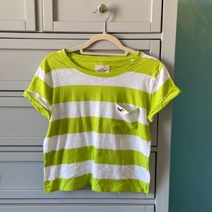 Hollister Striped Green & White Short Sleeve